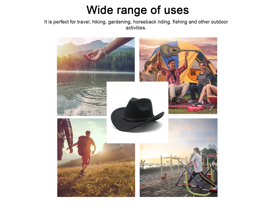 Sombrero Vaquero Unisex De Estilo Western Con Ala Ancha Y Cinturón Para Hombres Y Mujeres.