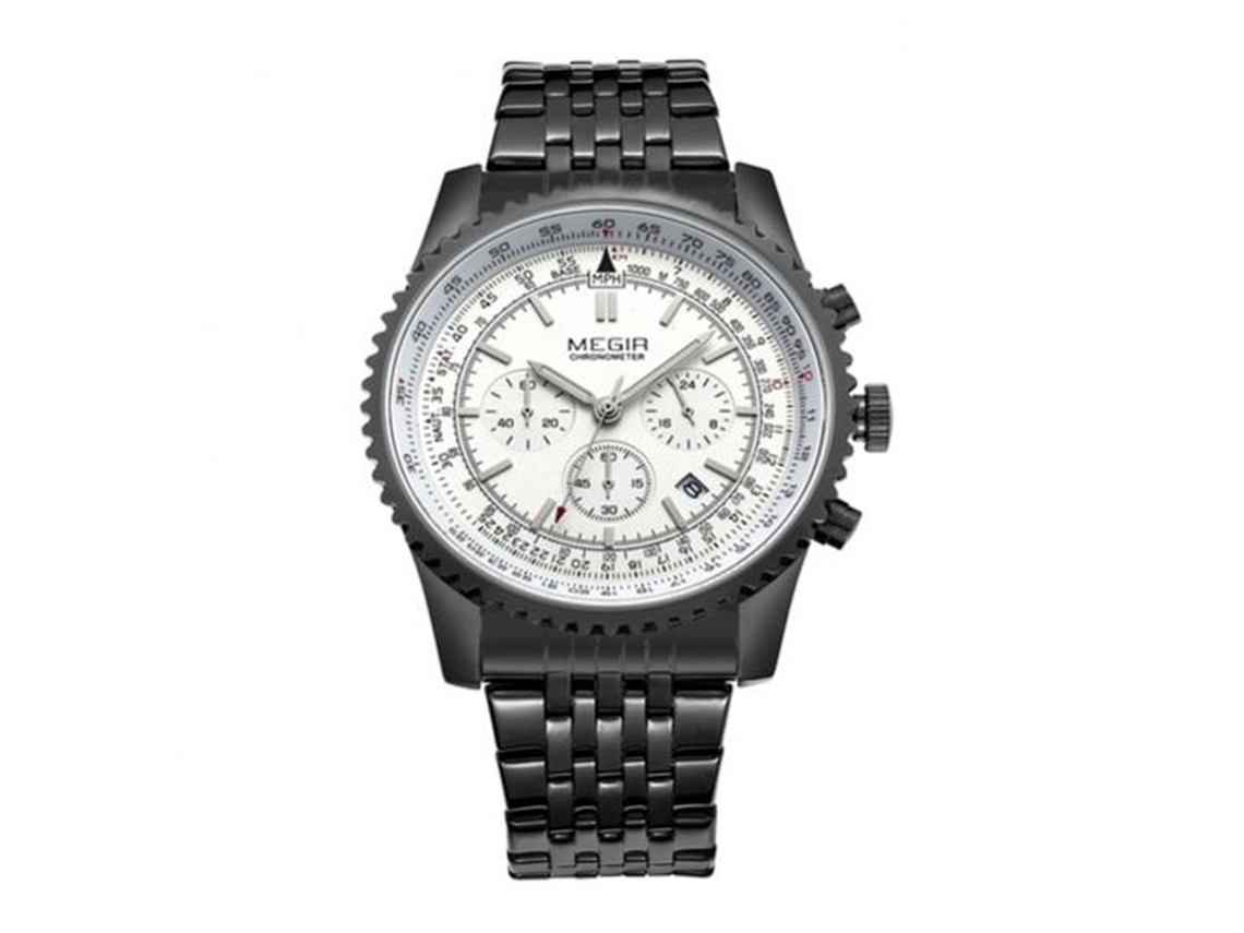 Reloj De Pulsera De Aleación Redondo Analógico Cuarzo Para Hombres Megir Moda