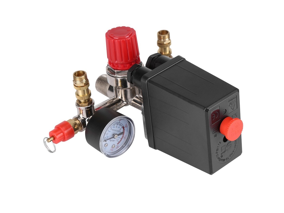 Interruptor De Presión Del Compresor De Aire Manómetro Válvula De Seguridad Dual Control De Presión Con Regulador De Presión 120 Psi 230 V SIURN