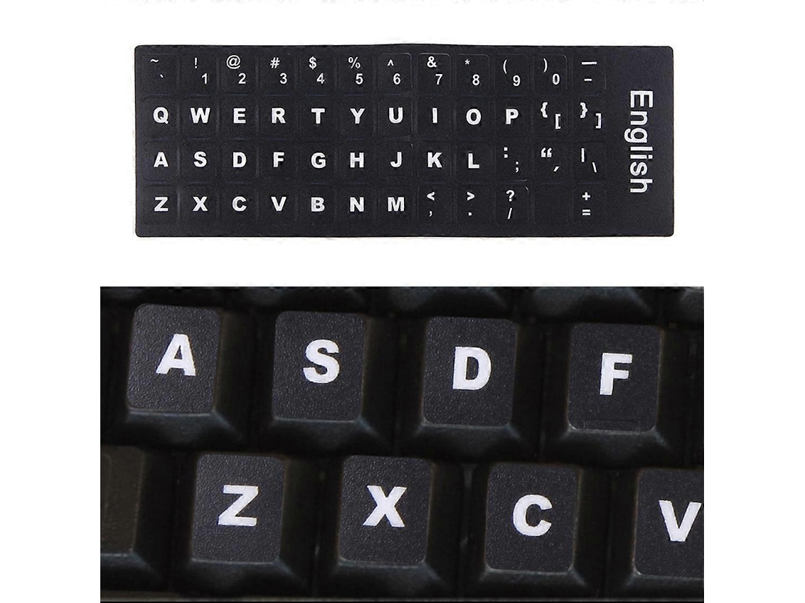 Película protectora para teclado, pegatinas para teclado en inglés, para portátil Everley891 (negro)