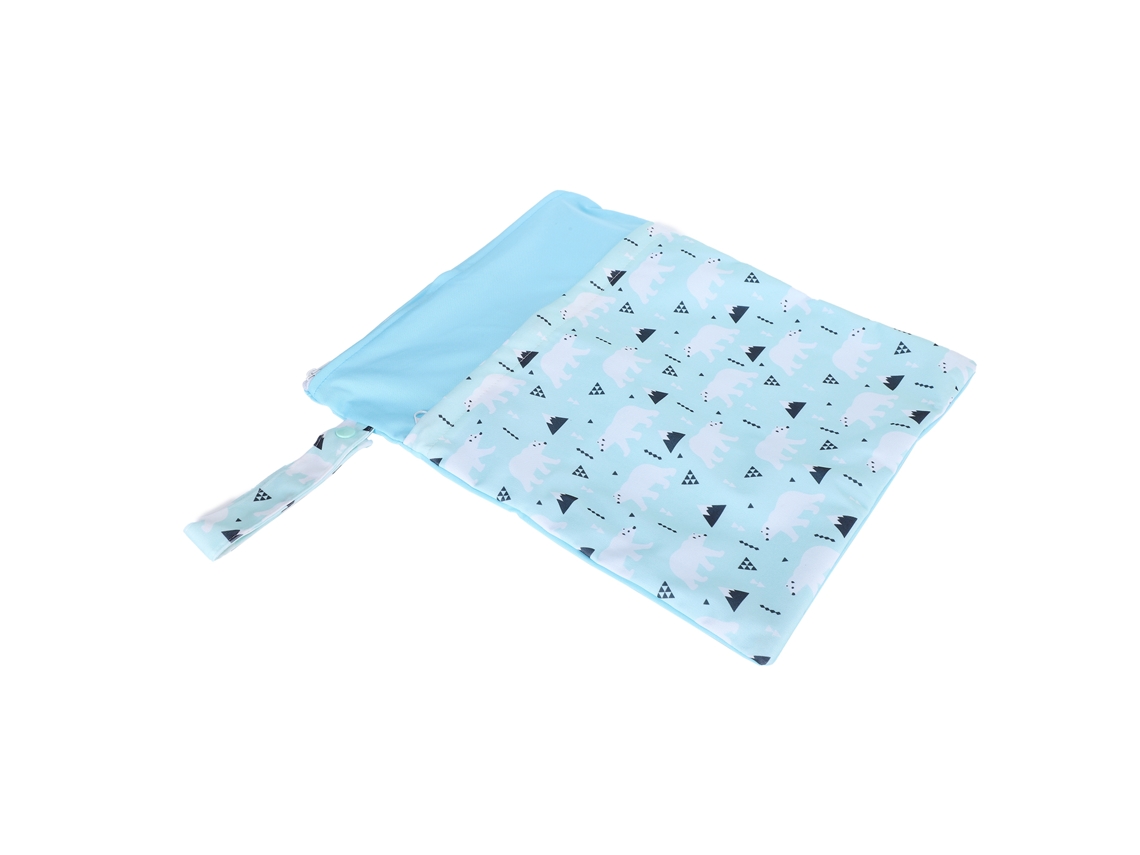 Bolso cambiador portátil reutilizable con doble cremallera y estampado de dibujos animados para bebés.