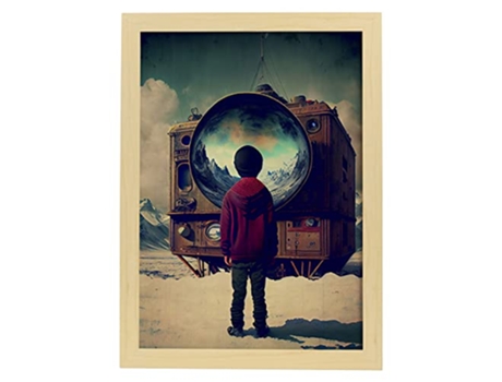 NACNIC Poster Transparente En Estilo Surrealismo Cinematográfico Ilustraciones Y Grabados De Historieta Abstracta Y Artística A4 Marcos Madera