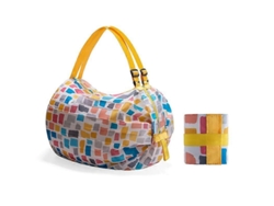 Bolsa De Praia Com Sacolas De Compras Leves, Bolsa De Transporte Dobrável Em Nylon Preto.