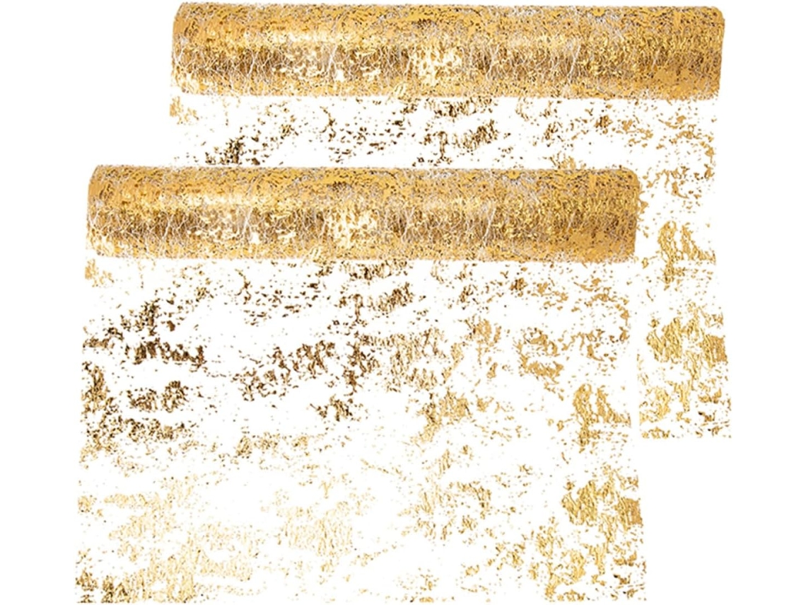 Camino De Mesa De Malla Dorada De 29 Cm X 5 M, Juego De 2 Manteles Decorativos Ligeros Para Bodas Y