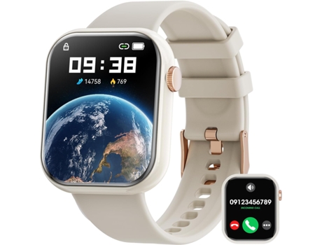 VEANXIN Reloj Inteligente (Responder/Hacer Llamada), 1,85 Pulgadas Fitness Tracker-Blanco Lechoso