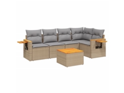 Conjunto 6 de sofás jardín con cojines VIDAXL ratán sintético beige