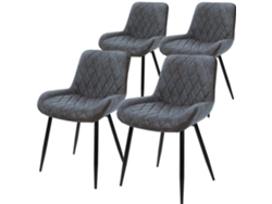 Conjunto de 4 cadeiras de jantar modernas em antracite com assento estofado em pele sintética respirável de 81 cm