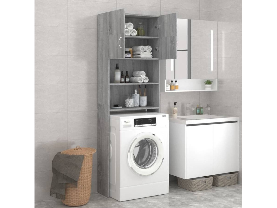 Mueble para lavadora Sonoma gris 64x25,5x190 cm