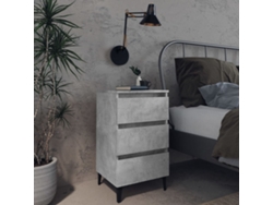 Mesita de Noche con Patas de Metal 40X35X69 Cm Gris Cemento