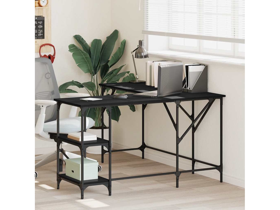 Escritorio | Mesa | Escritorio 139x139x75 cm, Derivados de madera, Negro