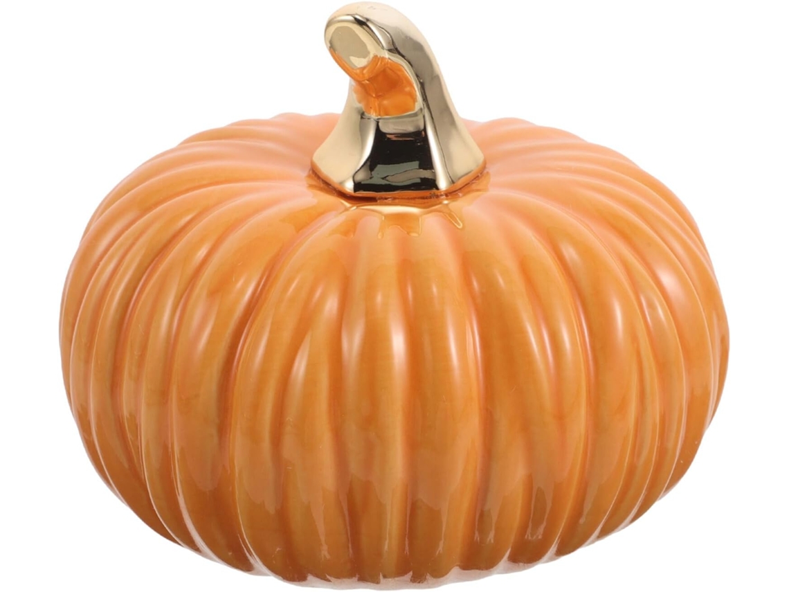 Pequeña Calabaza Decorativa Cerámica Naranja Figura Otoño Halloween Estar Entrada Decoración Hogar Resistente