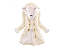 Cárdigan Con Capucha Para Mujer, De Lana Gruesa, Con Bolsillos Y Forro De Felpa, Estilo Casual De Largo Midi.