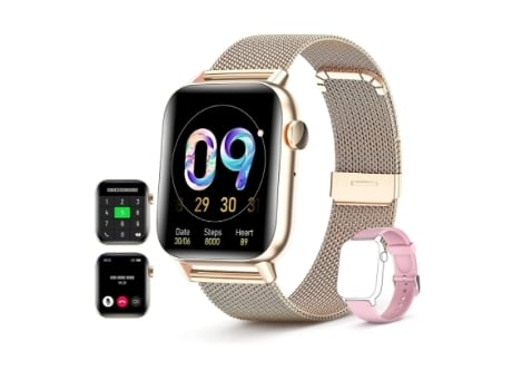 Smartwatch Responder/Hacer Llamadas 4 4 Cm Hd Bluetooth con Asistente de Voz Ip68 Monitor de Ritmo Cardíaco Impermeable Monitor de Sueño AUJEZON