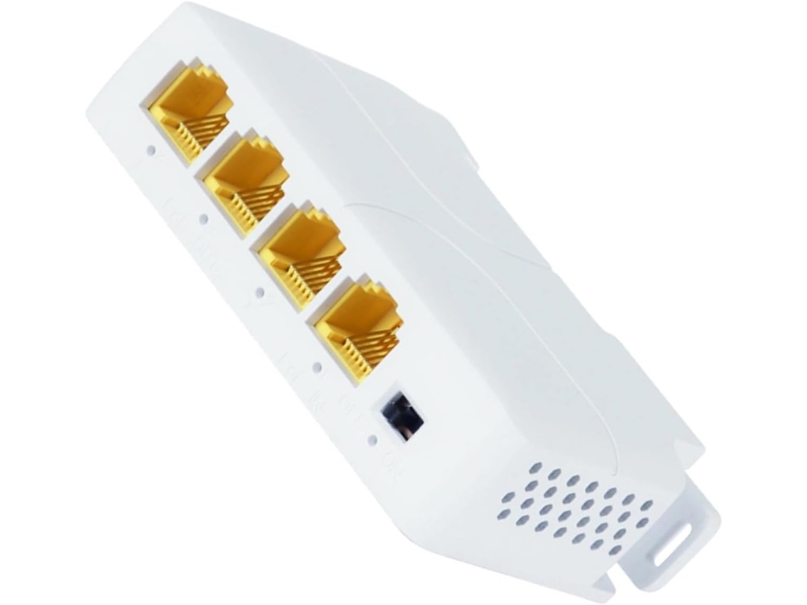 Extensión Gigabit Poe 100-1000mbps Con 4 Puertos, Montaje En Riel, Uso En Interiores, Distancia