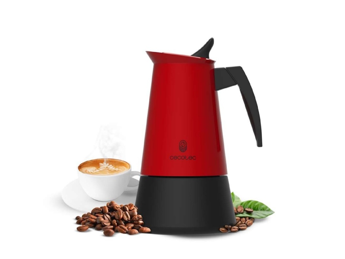 Cecotec Cafetera Italiana Piccolina 600 Red. 300ml, 6 Tazas De Café, Acero Inoxidable, Apta Todas Superficies, Filtro Premium