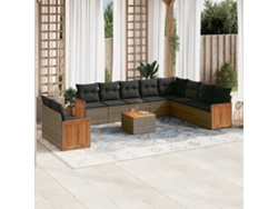Conjunto de sofás de jardín de 11 piezas DKD Home Decor con cojines de mimbre gris