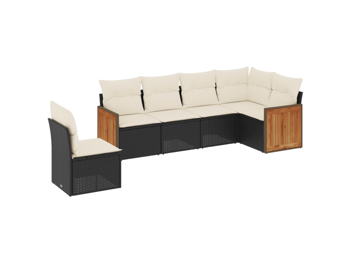 Maison Exclusive - Set De Sofás De Jardín 6 Piezas Y Cojines Ratán Sintético Negro