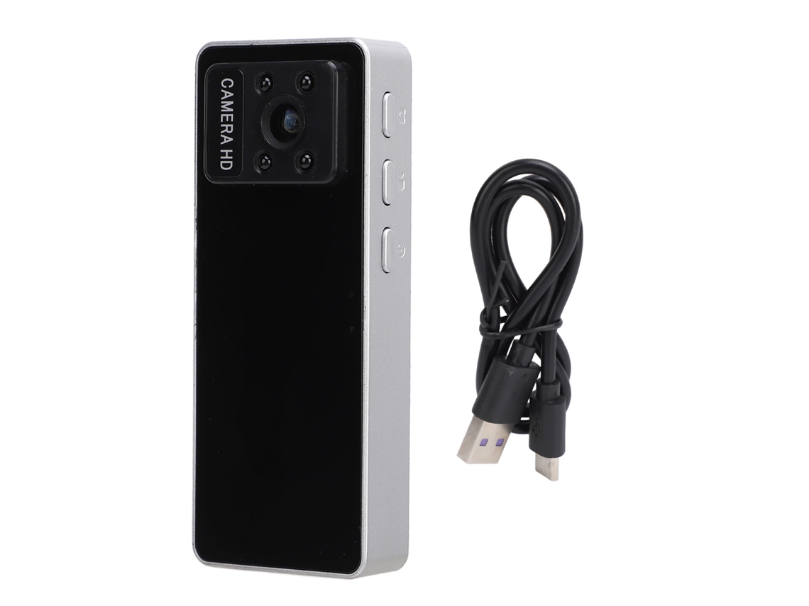 Cámara corporal portátil HD 1080p con visión nocturna infrarroja, multifuncional para policías y profesionales.