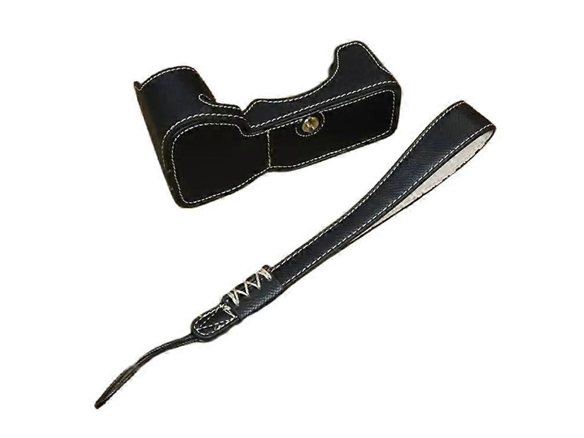 Estuche inferior de piel sintética, funda protectora anticaídas con correa para la muñeca, compatible con la cámara Sony A7c II