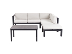 Conjunto de Jardín Esquinero con Mesa de Centro Aluminio Blanco 224X224X66 BELIANI Messina