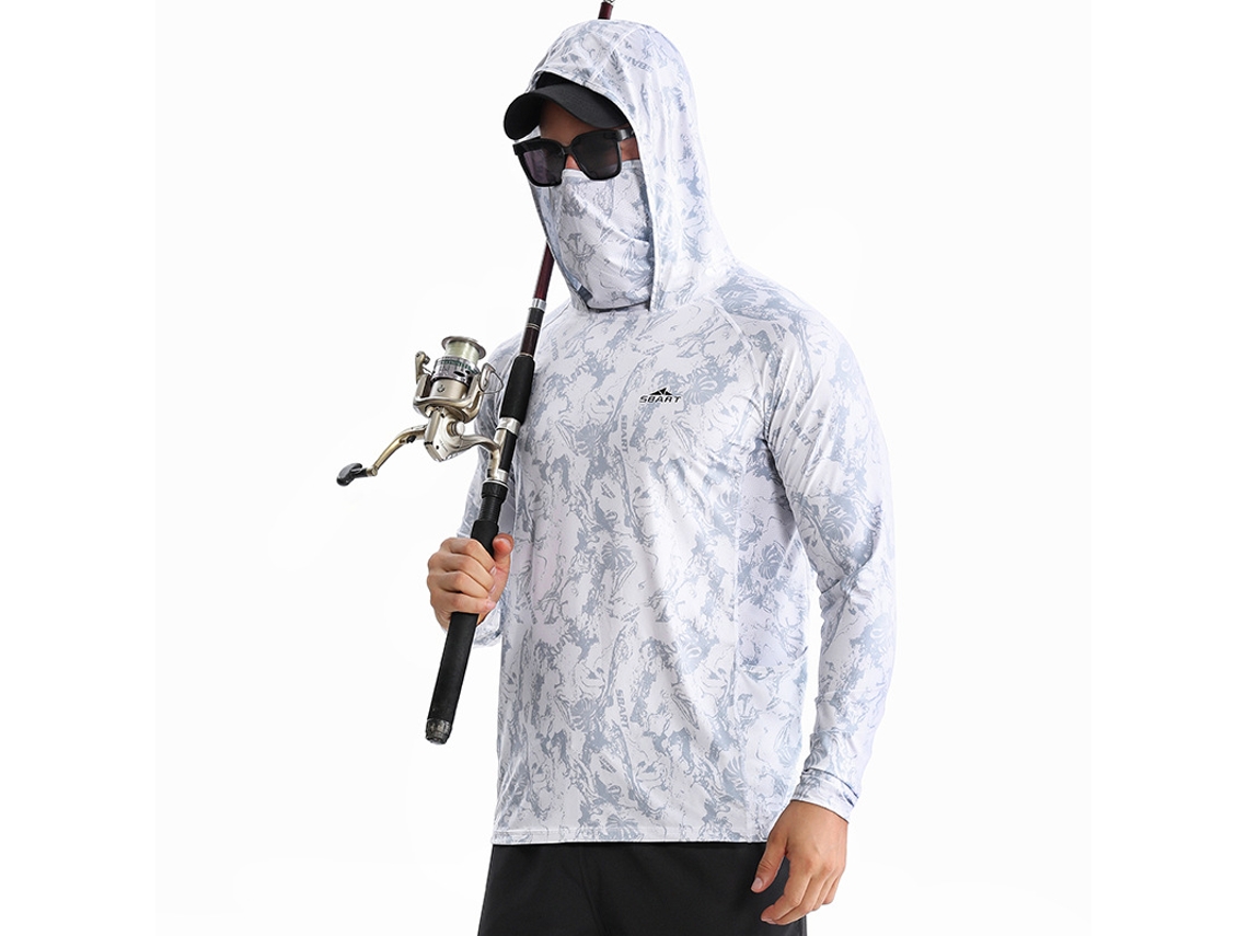Camisa de manga larga para hombre Yuysan con protección solar y mascarilla, ideal para la pesca, de secado rápido y con protección UV.
