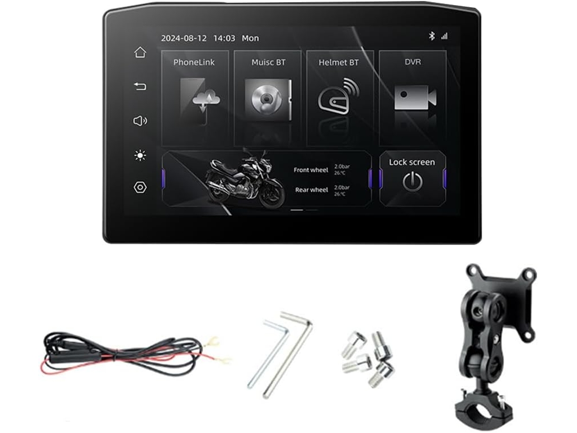 Pantalla De Navegación Extraíble De 6,25 Pulgadas Con Visualización Android Auto, Portátil E Impermeable Para Motocicletas.