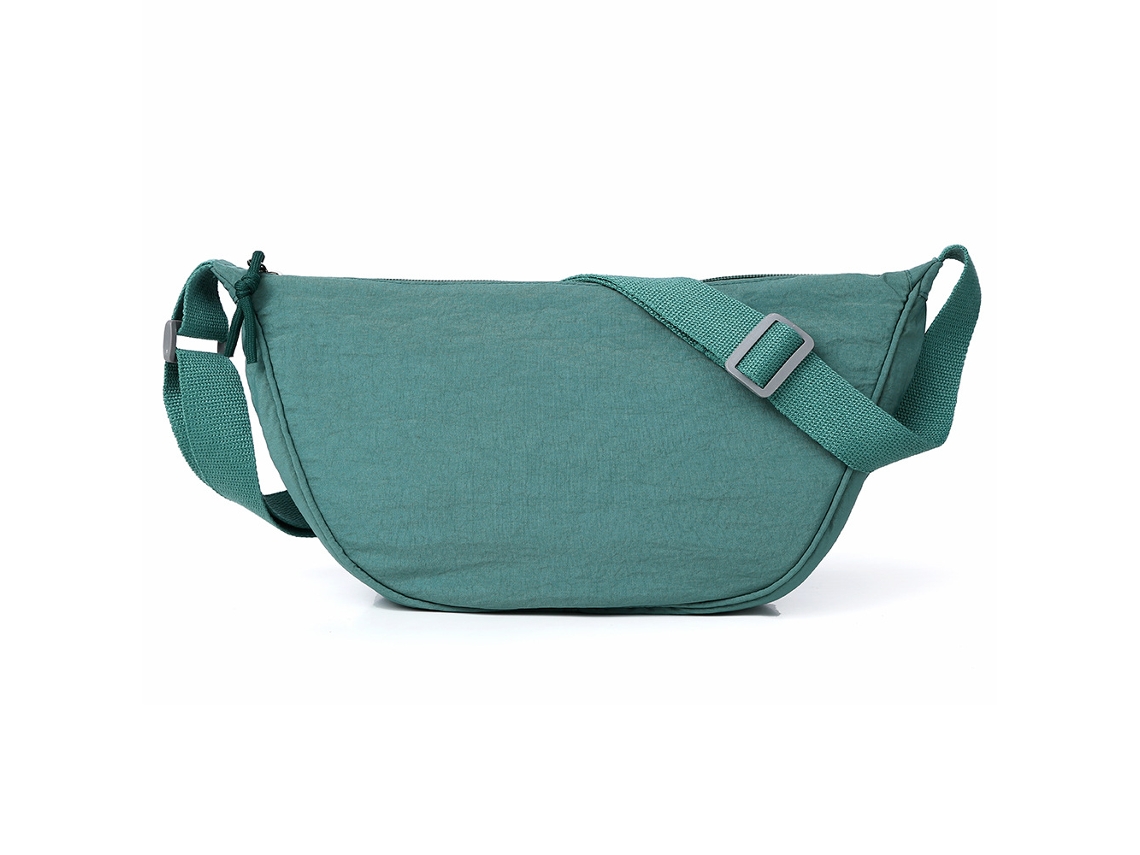 Bolsa grande para dumplings de tela lavada azul pavo real, plisada (sencilla y ligera), con cordón ajustable.