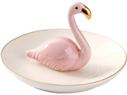 Bandeja Cerámica Diseño Flamencos Rosas Joyas Organizador Elegante Hogar Hotel Moderno Multifuncional