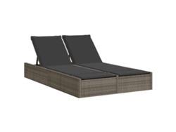 Chaise longue doble con cojines de mimbre, patas grises, EXCLUSIVA MAISON