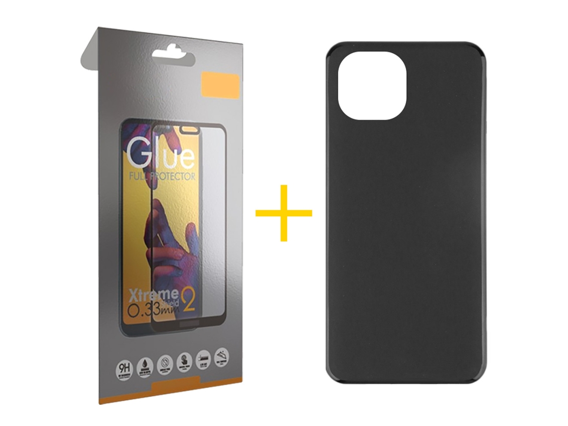 Pack 1 X Película de Vidrio Templado Full + Funda SKYHE por Apple iPhone 16 Silicona Liso Negro 