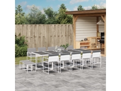 Conjunto 15 Peças De Jantar P/ Jardim C/ Almofadões Textilene Branco Dkd Home Decor