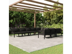 Conjunto de jardín de 10 piezas con cojines de aluminio antracita, Dkd Home Decor
