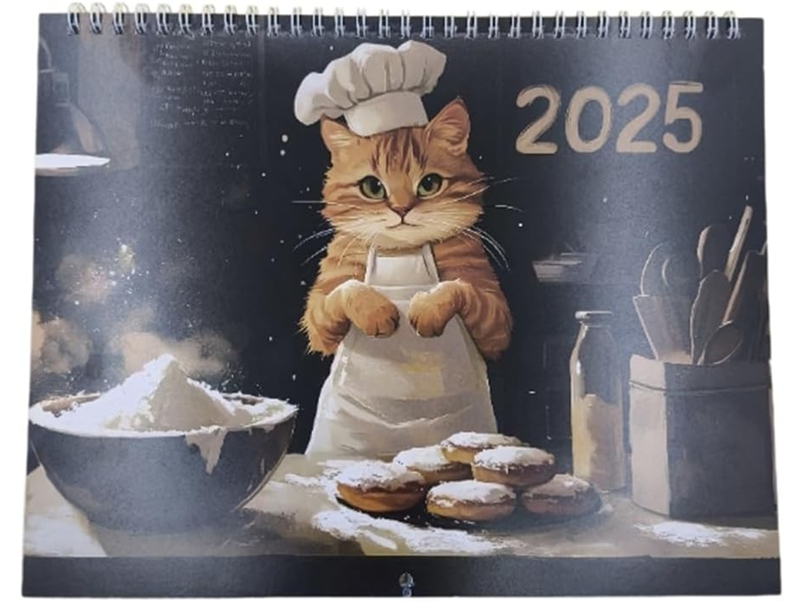 Lindo Calendario De Cocina Temático De 12 Meses Para 2025. Calendario De Pared.