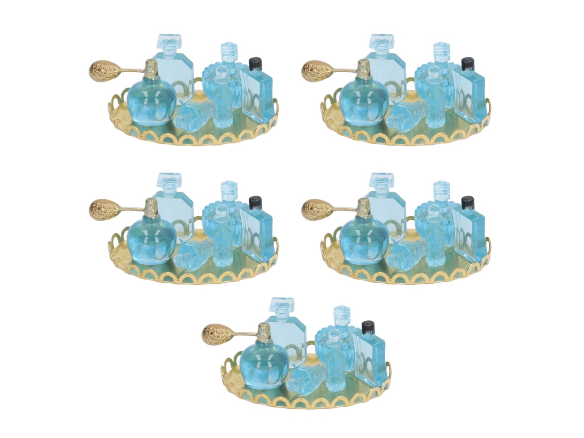 Modelo De Fragrancia Miniatura Botellas De Perfume Para Casa De Muñecas Con Bandeja Dorada Diy Decoración Azul Real 1:12 1:6