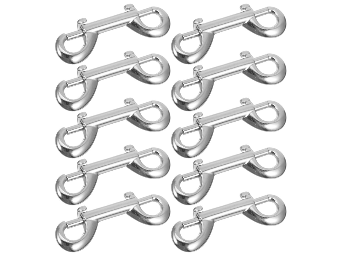 Mosquetones Dobles Plateados, Paquete De 10, Aleación De Zinc, Gancho Para Correa De Perro.