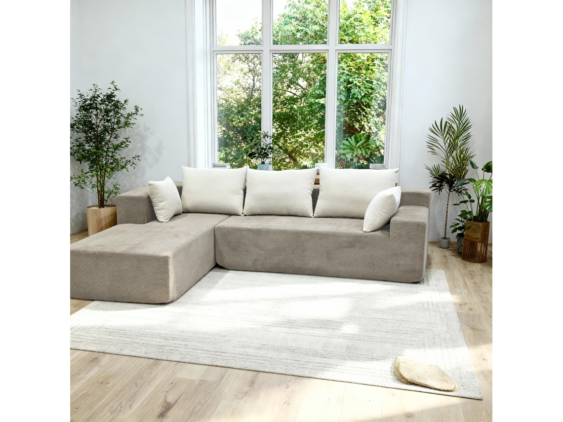 Coco Living Sofá De Salón Luna 3 Plazas - Pana Acanalada - Arena Blanco Izquierda