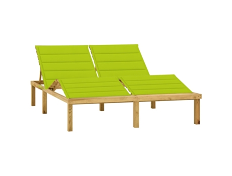 MAISON EXCLUSIVE - Tumbona doble y cojines verde brillante madera pino impregnada