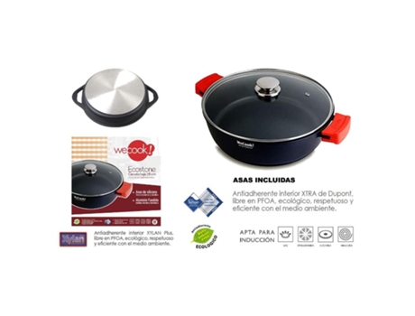 Wecook cazuela baja 24 cm+tapa ecostone alum.fundido 5 mm 10100