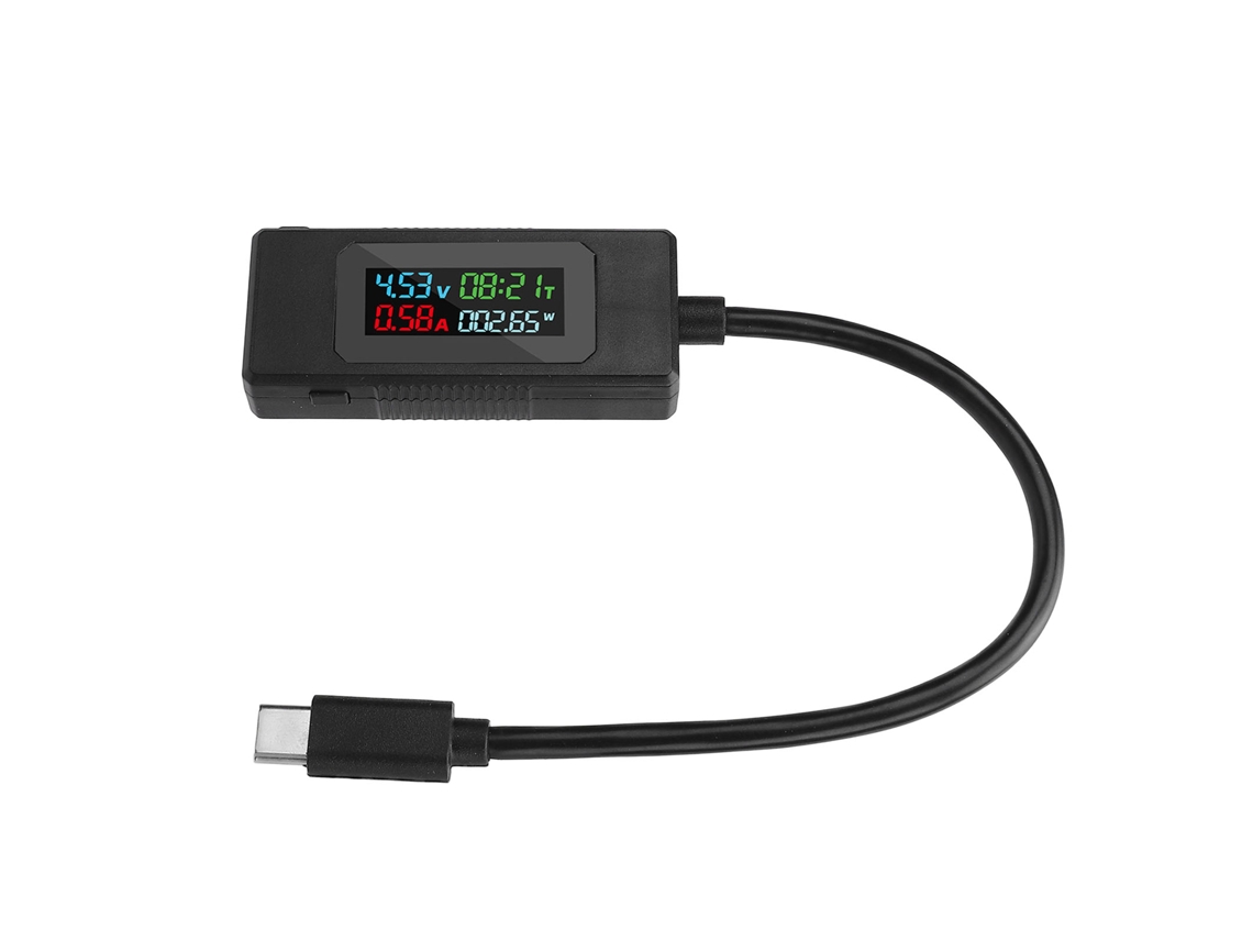 Multímetro Digital Usb-c Para Medir Voltaje, Corriente Y Potencia, Con Rangos De 4 A 30 V Y De 0 A 6,5 A.