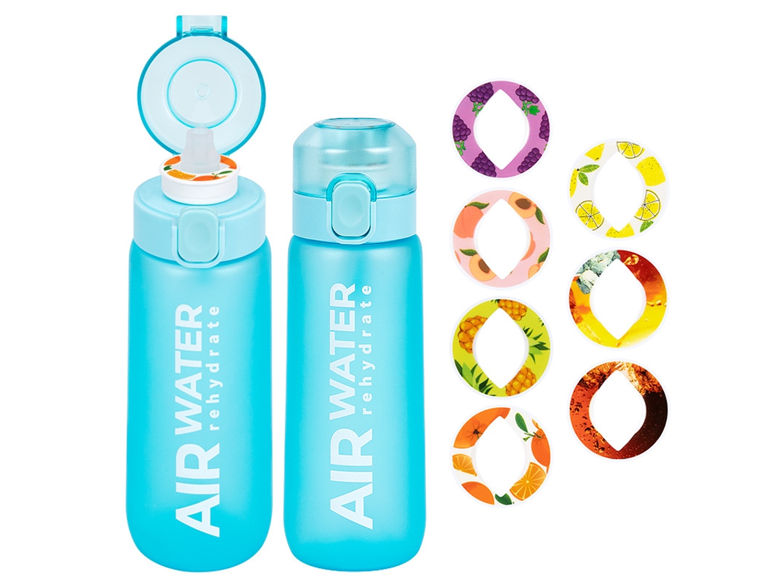 Botella De Agua Air Sin Bpa 750 Ml Con 7 Cápsulas De Sabor 0 Azúcar Y 0 Calorías CHRUI Azul