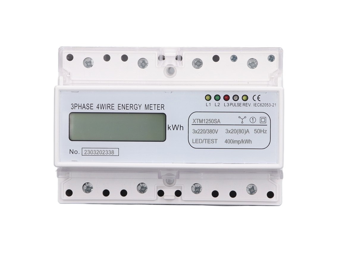 Medidor De Electricidad Trifásico De 4 Hilos Con Pantalla Lcd De 7 Dígitos Y Montaje En Riel Din De 35 Mm.