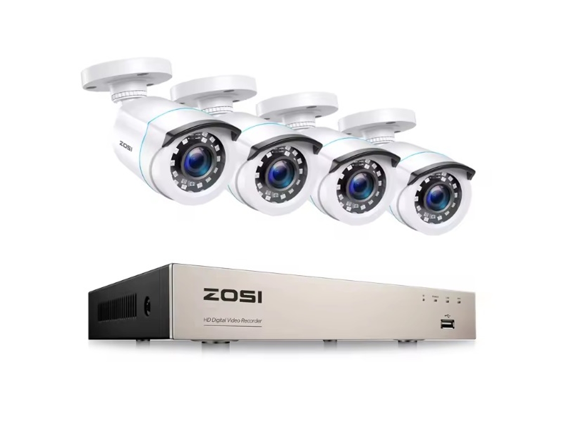 Kit de videovigilancia ZOSI con 4 cámaras blancas
