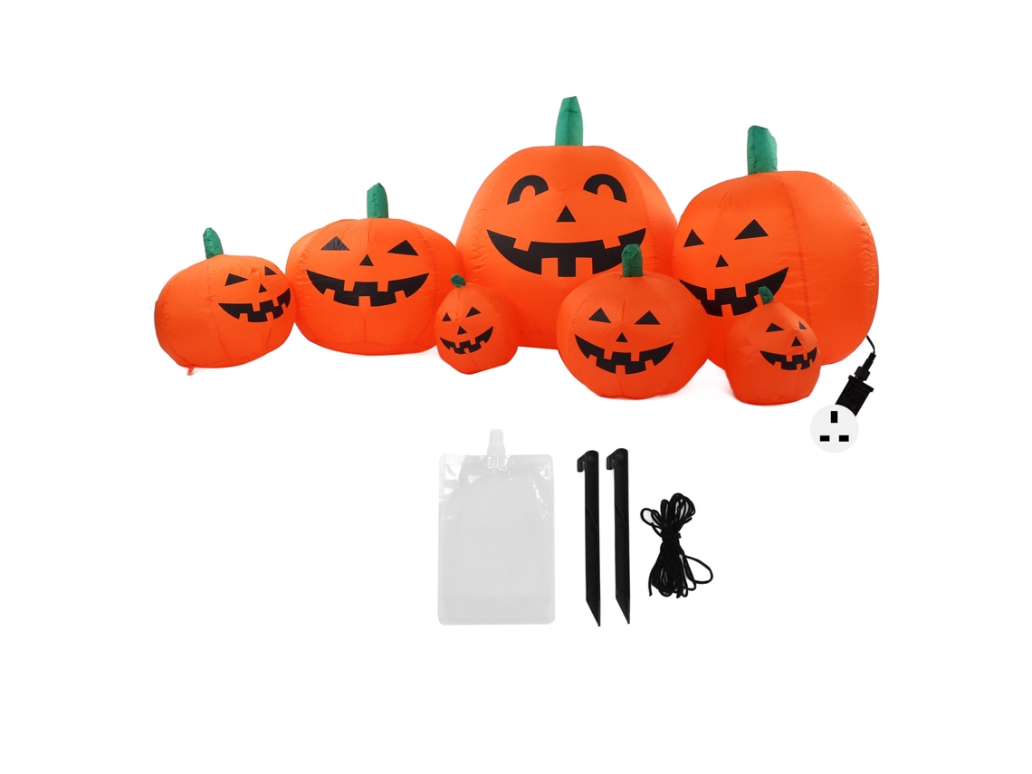 Calabaza Hinchable De Halloween De 2,28 M Con Luces Led, Ip44, Decorativa Para Jardín, Patio Y Césped, Enchufe Británico De 220-240 V.