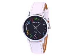 Reloj Unisex Informal Con Correa De Piel Sintética, Movimiento De Cuarzo Y Esfera Redonda (blanco).