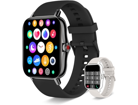 VEANXIN Reloj Inteligente 1.7 en HD Pantalla táctil Completa Rastreador de Ejercicios a Prueba de Agua-Negro