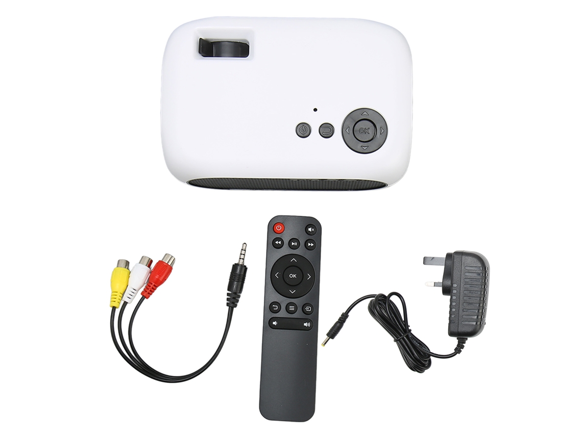 Proyector Portátil M24 Mini Con Sonido Envolvente De 360 Grados, Cine En Casa, Vídeo, Blanco, Enchufe Británico.