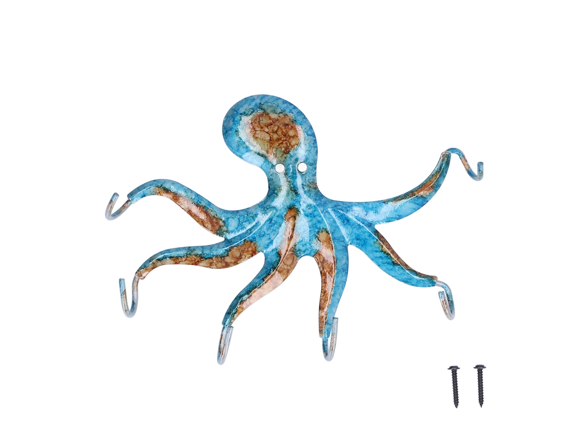 Gancho De Pared Decorativo De Hierro Con Forma De Pulpo Para Llaves Y Toallas, Con Un Diseño Único Que Ahorra Espacio.