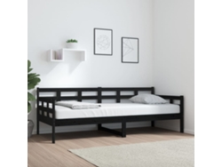 Sofá Cama Madera Maciza De Pino Negro 80x200 Cm