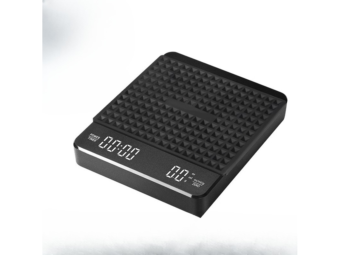 Minibalanza digital para café - 3 kg/0,1 g, USB-C con temporizador, negra, Hexinyigjly