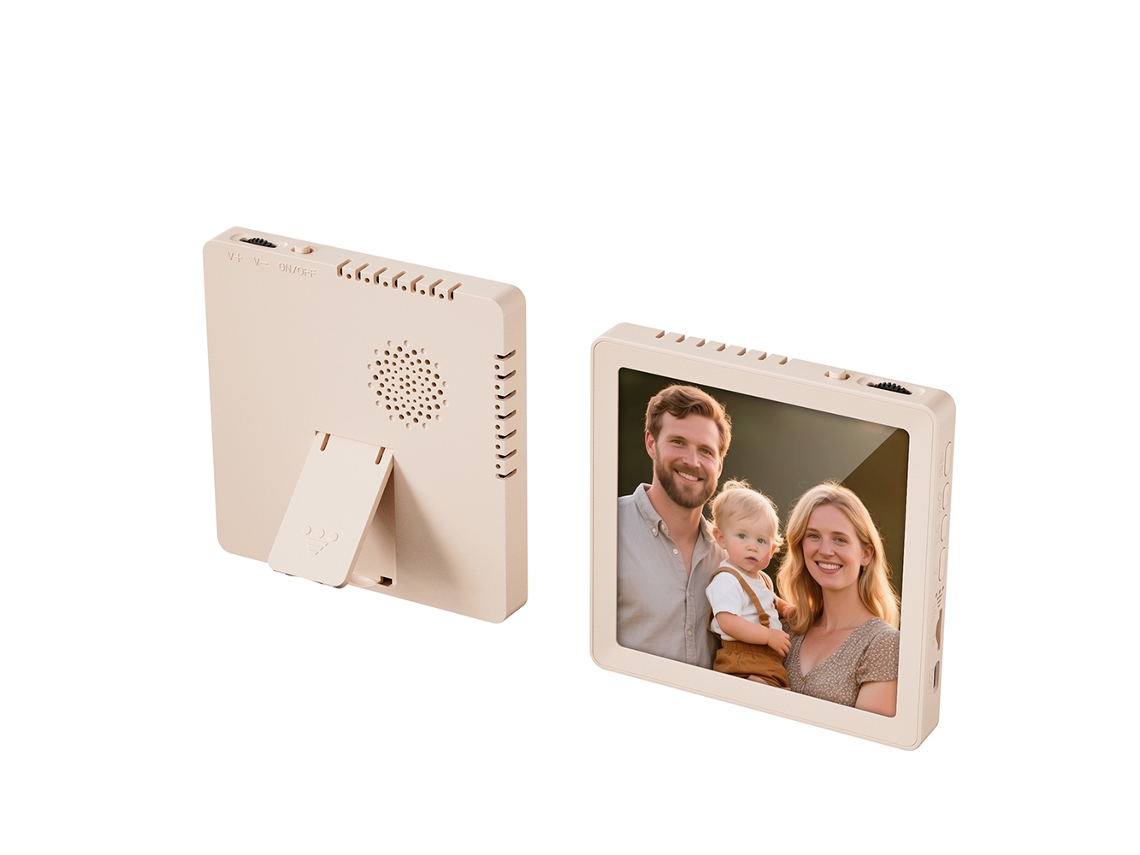 Marco de fotos MDUG con altavoz Bluetooth inalámbrico y diseño magnético para grabación de audio (marrón claro)